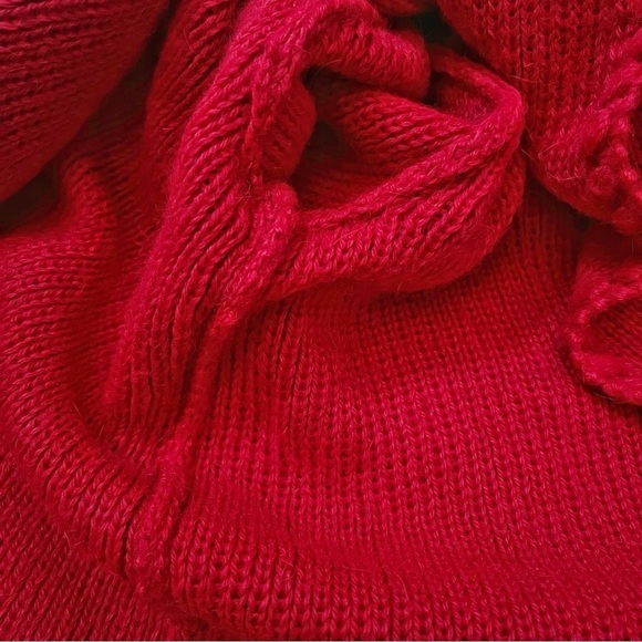 Manos Andinas Baby Alpaca Red Cardigan Sweater Soft Mock Neck Pockets M - Picture 12 of 13